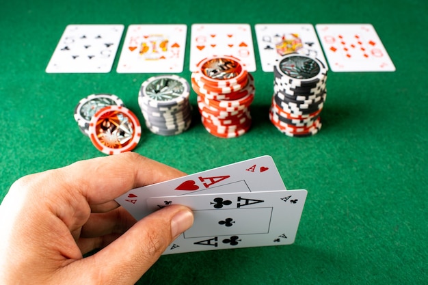 Poker Aces pair and dice