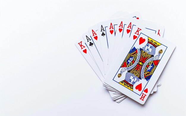 Poker Card Deck in Play On White Background