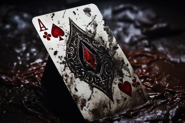 a poker card with a red heart on it