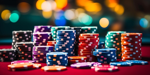 Photo poker chips on the casino floor