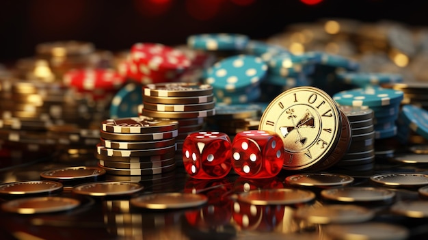 Poker chips and dice | Premium AI-generated image