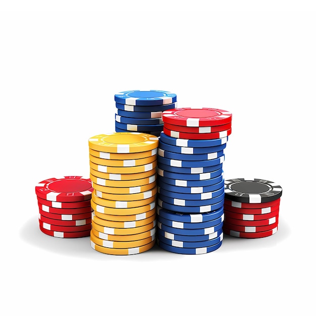 Photo poker chips isolated on white background