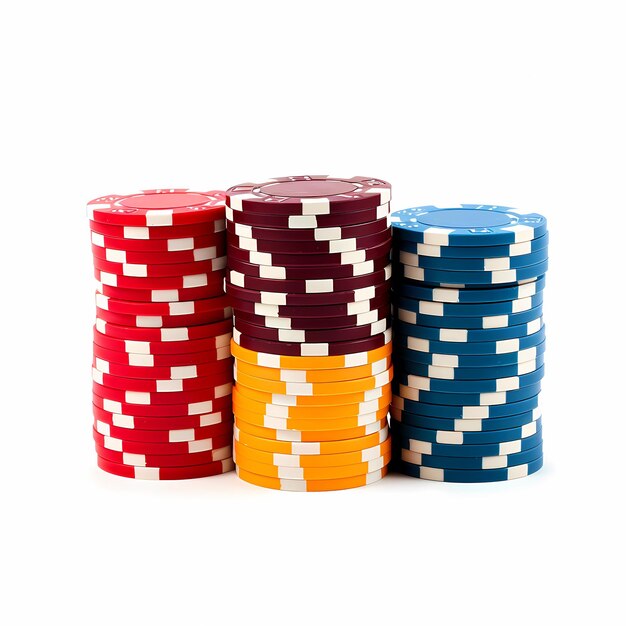 Photo poker chips isolated on white background