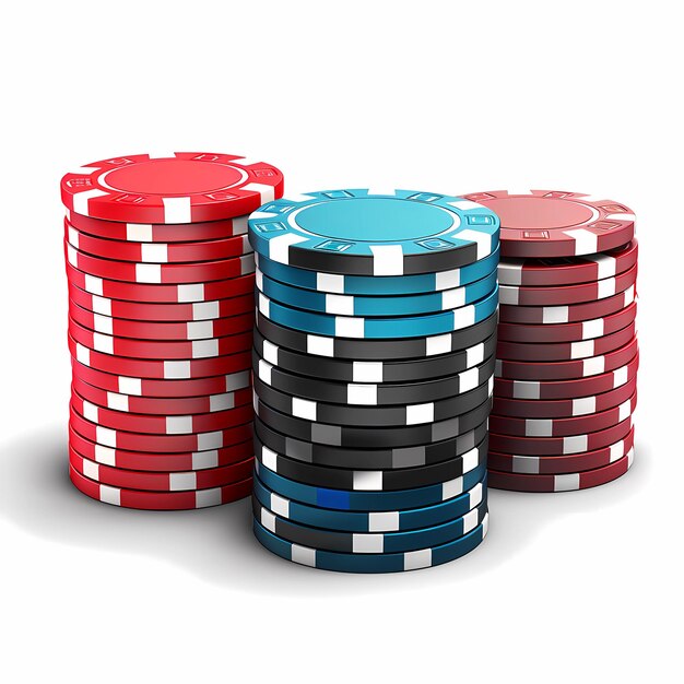 Photo poker chips isolated on white background