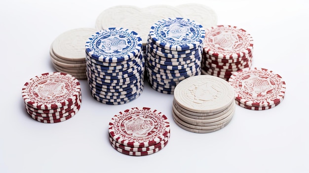 Poker Chips on White Background