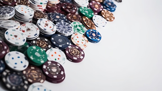 Photo poker chips on white background