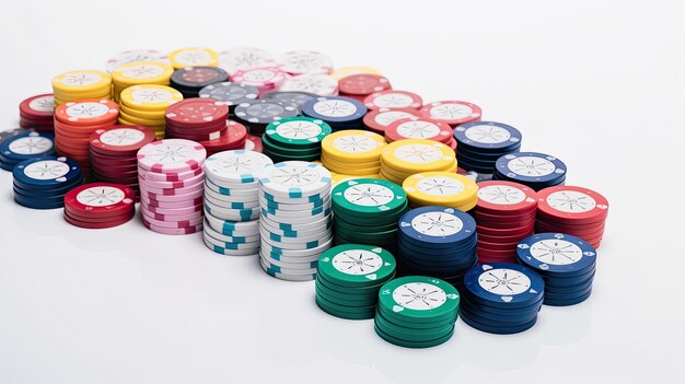 Poker Chips on White Background