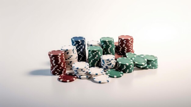 Foto fiches da poker su sfondo bianco