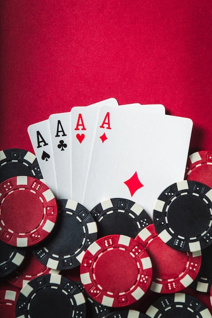 A poker game with a four of a kind or quads hand