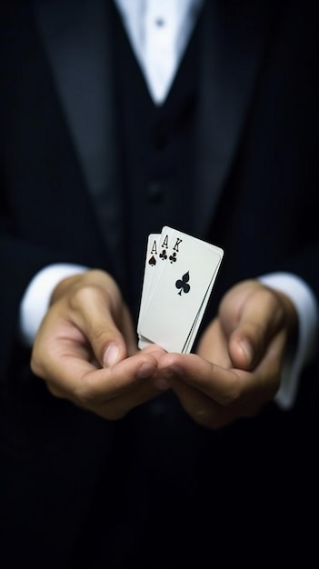 Photo poker master magic trick with cards