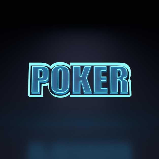 Poker sign casino and gambling concept neon element on a black\
background 3d rendering illustration