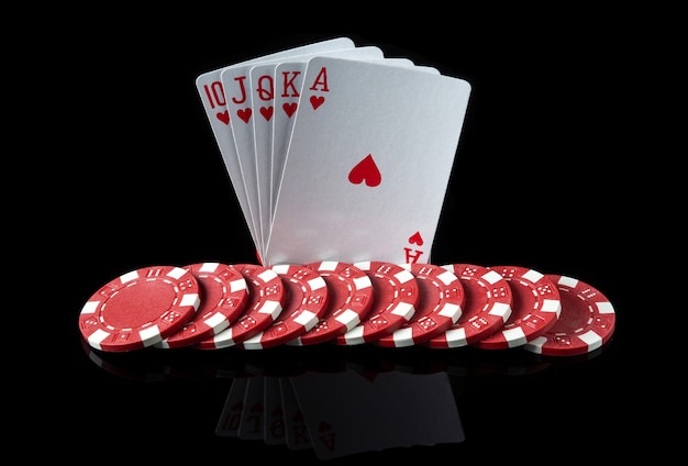 Pokerkaarten met royal flush combinatie