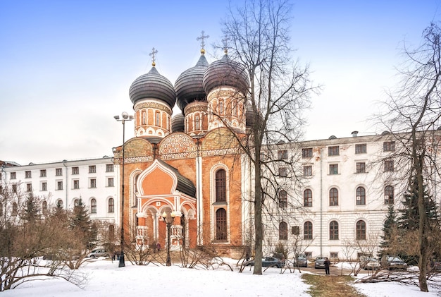 Pokrovsky Cathedral winter Izmailovsky Park Bauman stad Moskou