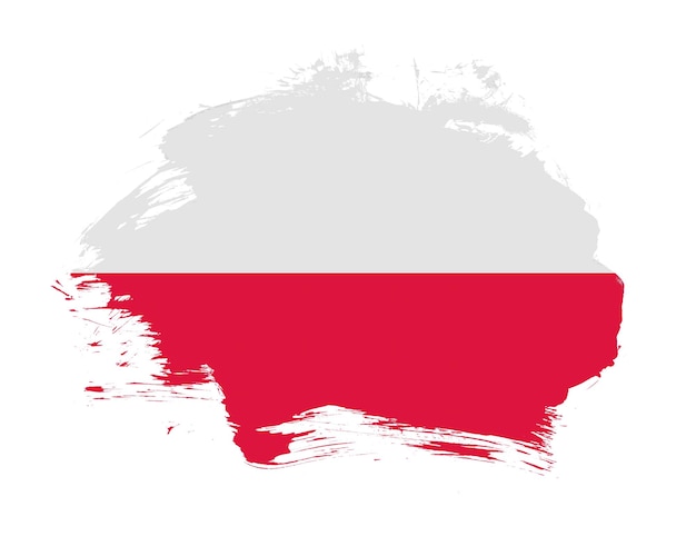 最小限のブラシ ストロークの背景に描かれたポーランドの国旗