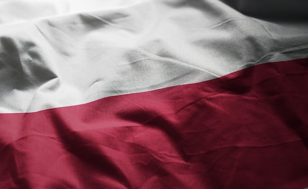 Poland Flag Rumpled Close Up 