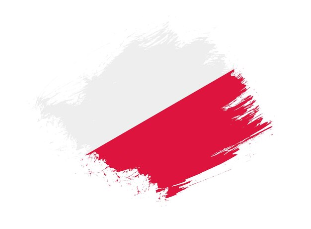 Poland flag with abstract paint brush texture effect on white background
