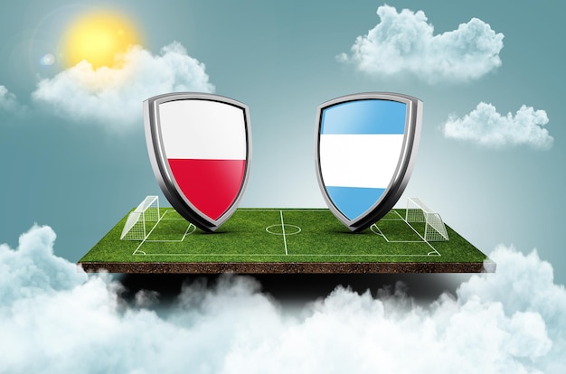 Photo poland vs argentina versus screen banner soccer concept football field stadium 3d illustration