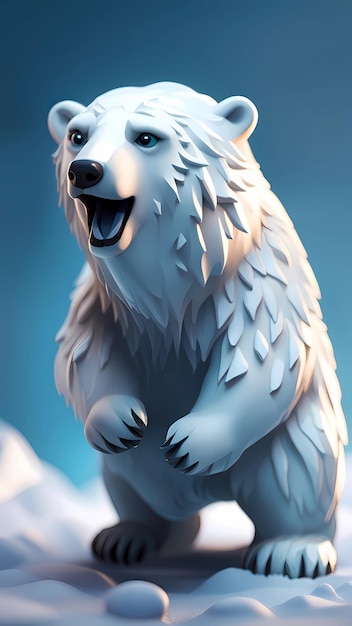 Polar bear 3D cartoon character design illustration