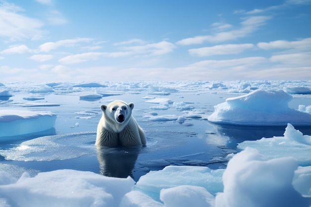 北極の北極クマ 野生の動物の生活の概念 北極クマの日