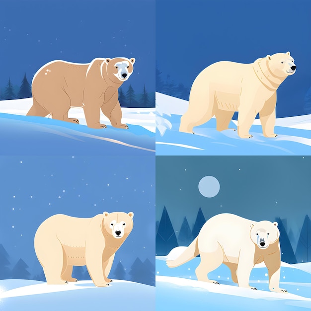 Polar bear on arctic snow generative ai