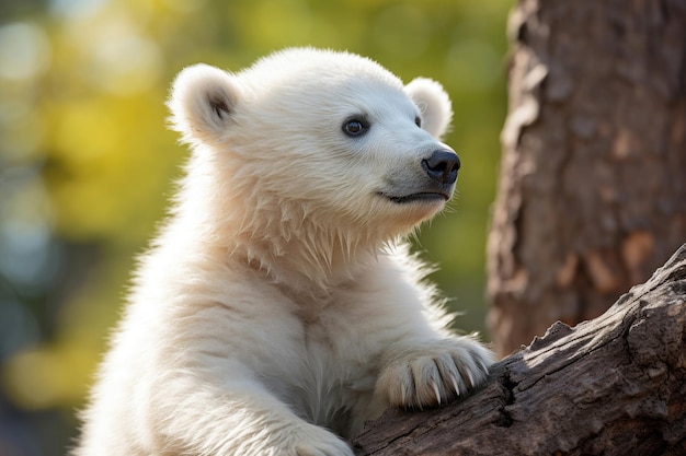 Polar bear cub outdoors