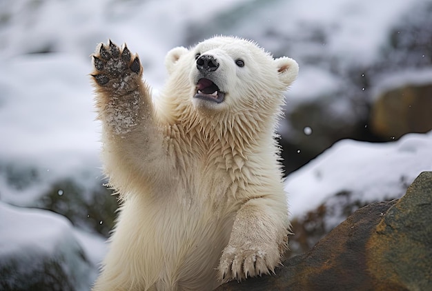 Photo polar bear cub in scotland in the style of silvestro lega