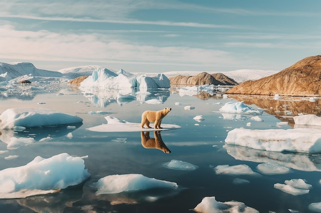 Polar bear on an ice floe in the arctic