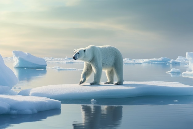 A polar bear on an ice floe