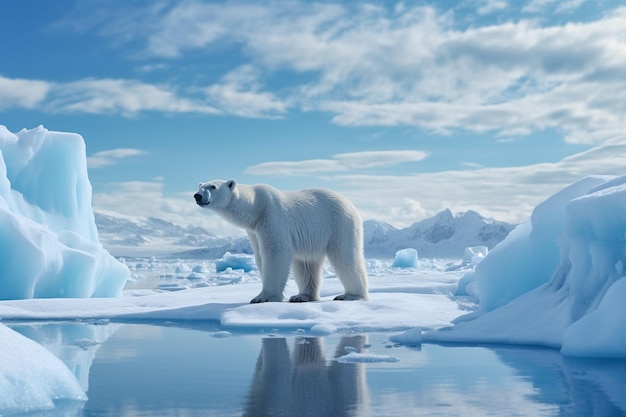 A polar bear on an ice floe