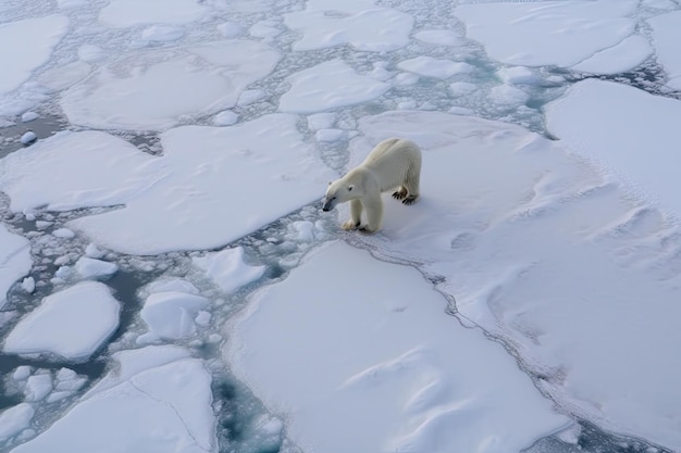 얼음 지구 온난화 개념에 북극곰