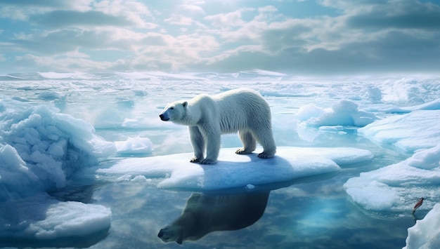 Polar bear on the ice with AI generated