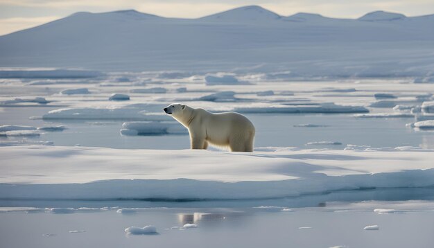 Photo a polar bear on ice with a polar bear on the back