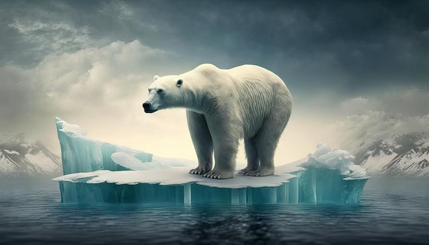 Polar bear on a iceberg in the ocean Generative Ai