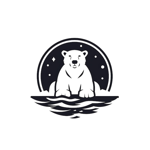 Photo polar bear icon icy emblem with arctic border majestic polar concept idea design simple minimal art
