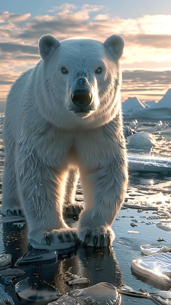 Foto paesaggio ghiacciato dell'orso polare