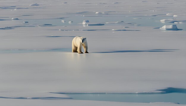 Photo a polar bear is standing on ice with the number 3 on his back