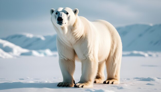 Photo a polar bear is standing in the snow