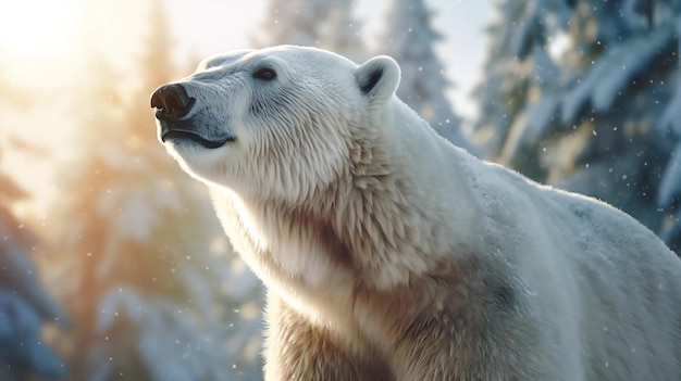 A polar bear living outdoors in nature