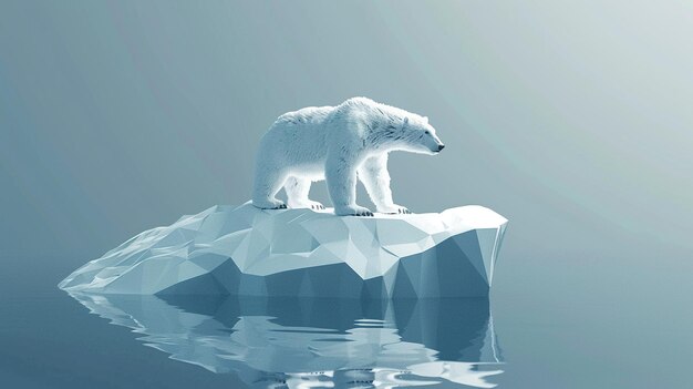 Photo polar bear on melting ice cap in 3d vectors