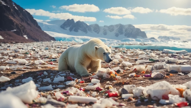 Polar bear in the North garbage