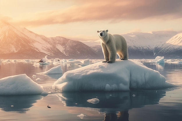 写真 北極の氷の上のホッキョクグマ