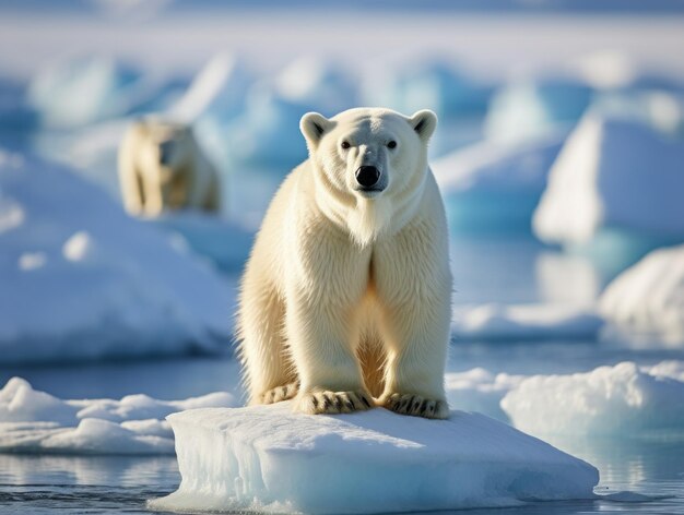 Polar bear on the pack ice north of Svalbard Arctic Norway