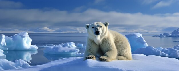 スヴァルバード北の氷の上にいる北極のクマ ノルウェー