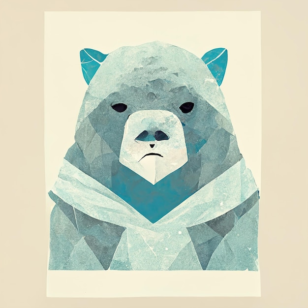 Polar bear portrait flat illustration