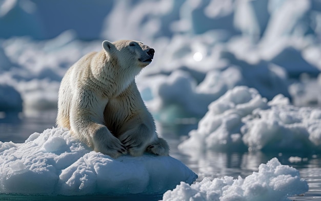 氷の上に座っている北極クマ