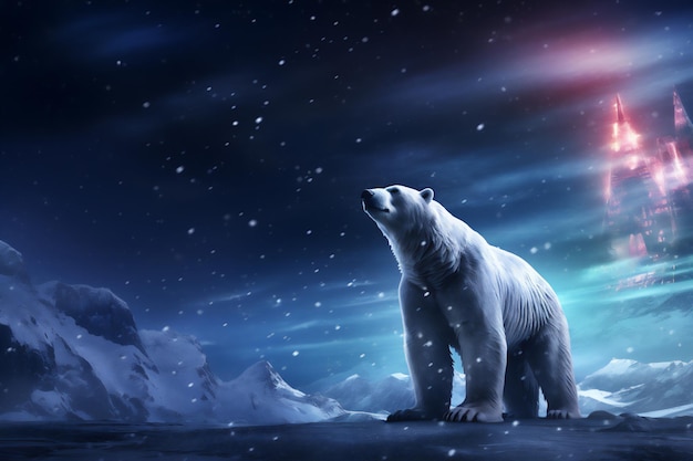 polar bear in the snow illustration create using generative AI tools