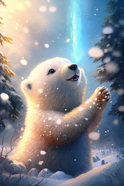 A polar bear in the snow