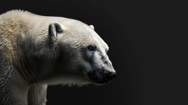 Polar Bear in the solid black background