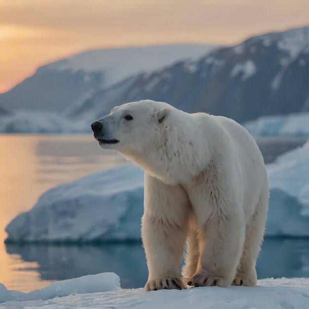 Photo a polar bear standing on a snow covered hill