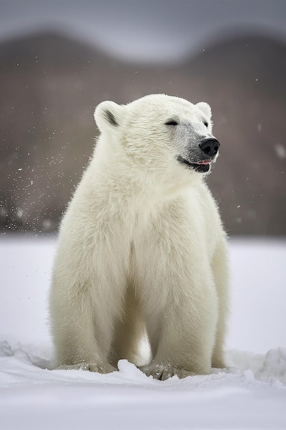 Photo polar bear the tundra snow